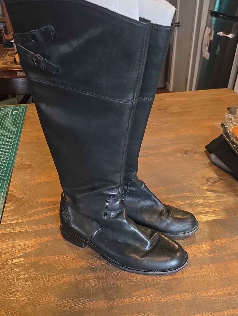 Vince Camuto Black Tall Leather Riding Boots